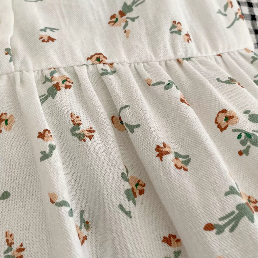 Summer Arrival Baby Girls Sleeveless Cute Floral and Plaid Pattern Rompers-3