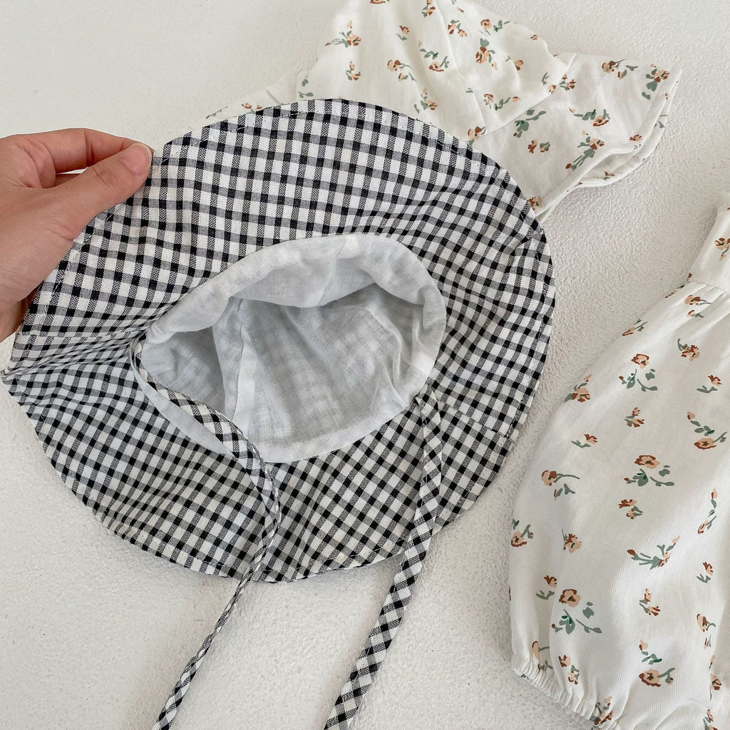 Summer Arrival Baby Girls Sleeveless Cute Floral and Plaid Pattern Rompers-4